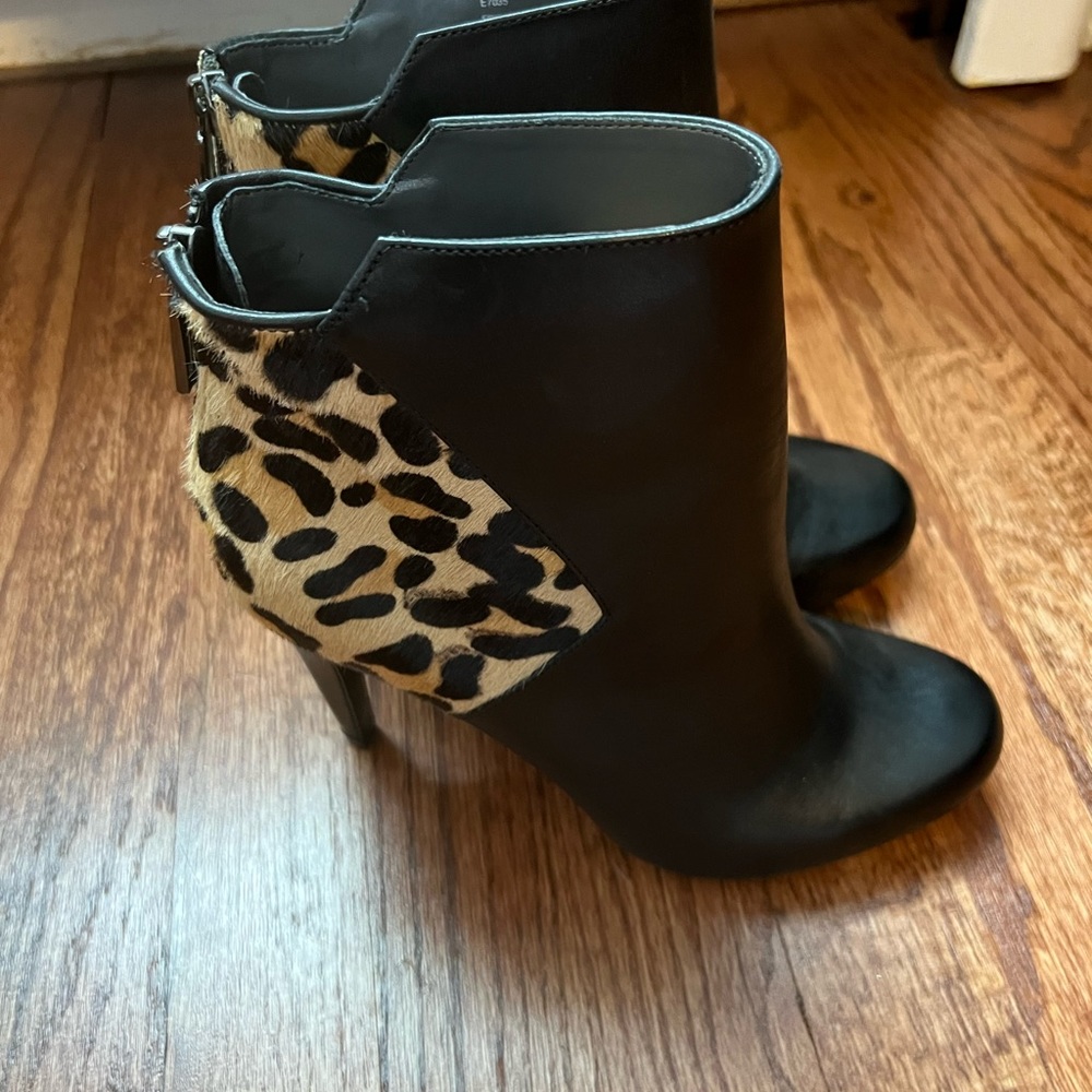 Brand New Never Worn! Calvin Klein Boots. Leather, Dyed Cow Fur, size 7 1/2.